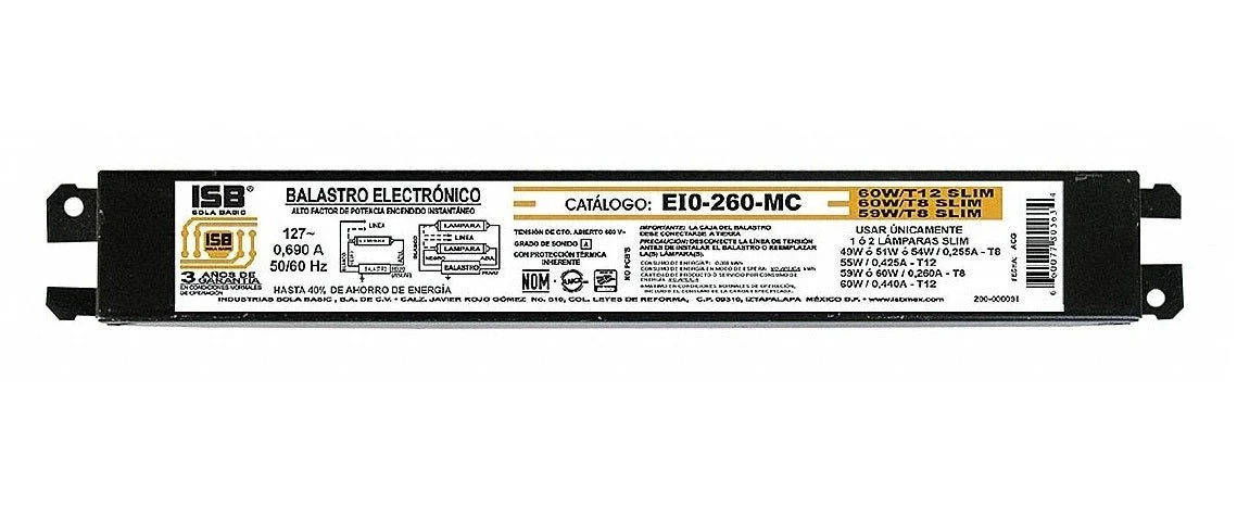 BALASTRA 2X60W 2X59W T-12  T-8 127V