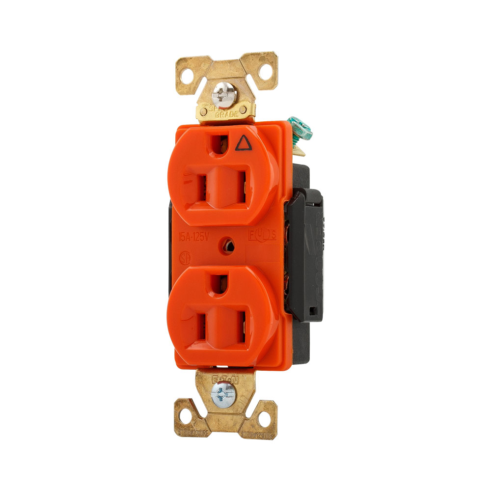 CONTACTO DUPLEX 2P 3H 15A 125V NARANJA