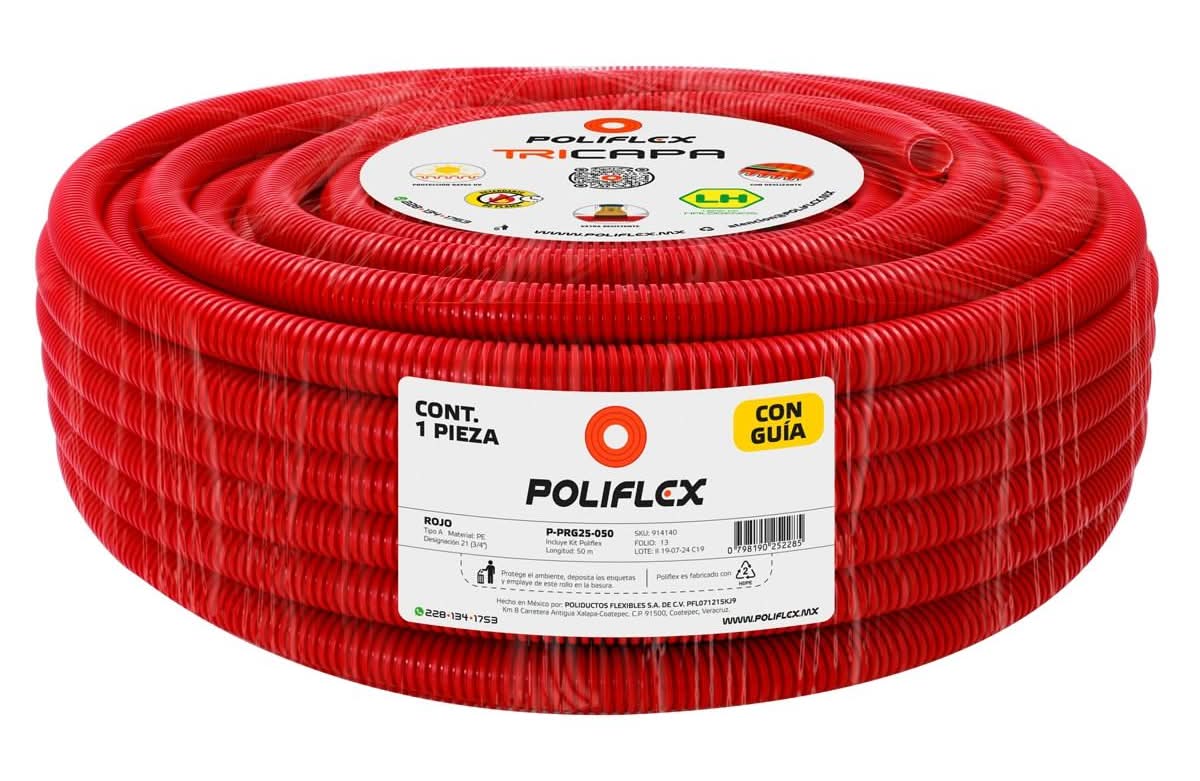 POLIFLEX ROJO RESIDENCIAL 3/4" 50MTS